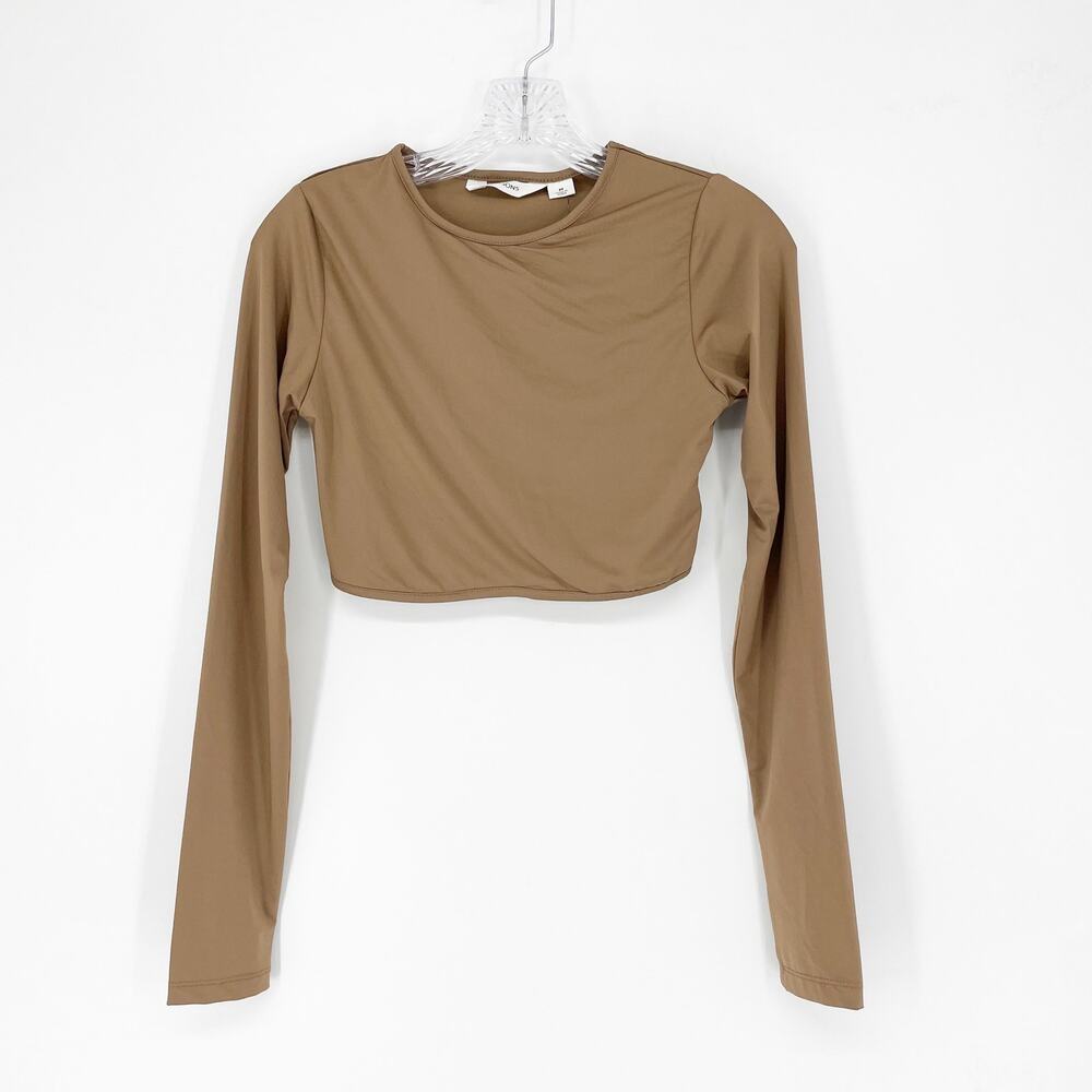 Glassons Long Sleeve Brown Crop Top Size Medium